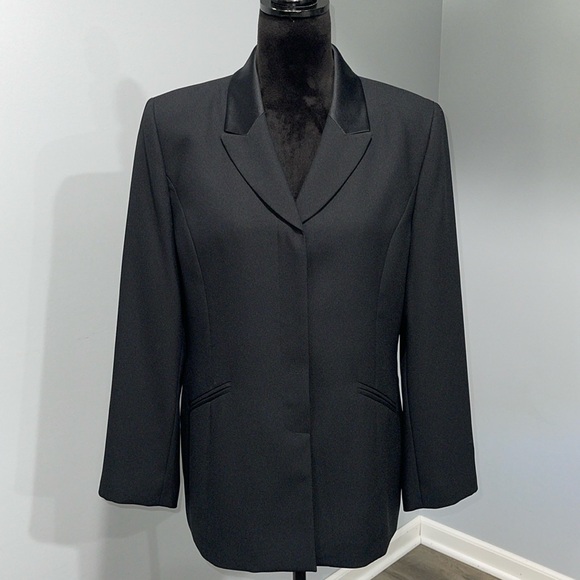 Le Suit women’s size 14 petite blazer jacket hidden buttons closure black - Picture 1 of 13